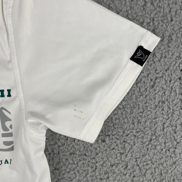 Island Crew Hawaii Men's Small White Green Short Sleeve 100% Polyester Shirt - Picture 4 of 10